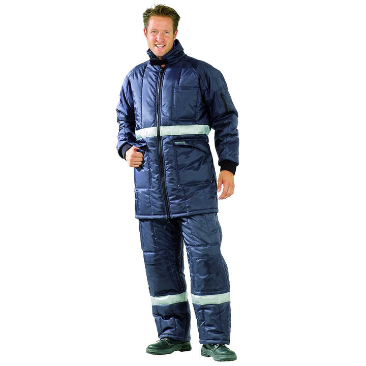 Planam Grösse M Herren Kühl-/Gefrierhaus Kühlhaus Parka marine Innenfutter rot Modell 5121