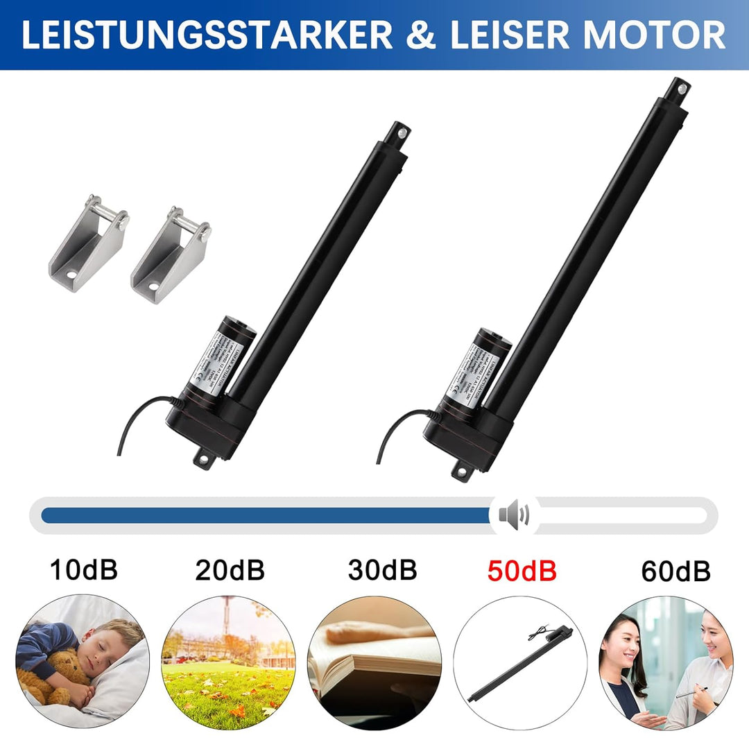 Jvnvlki 200mm Hub 3000N Linearantrieb 12V Linear Actuator Linearmotor 5mm/s Mit Montagebügeln für Li