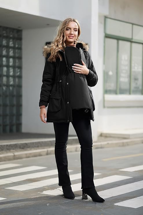 Maacie Tragejacke Umstandsjacke Umstandsmode Winter 3 In 1 Schwangerschaftsjacke Mit Babyeinsatz Ums