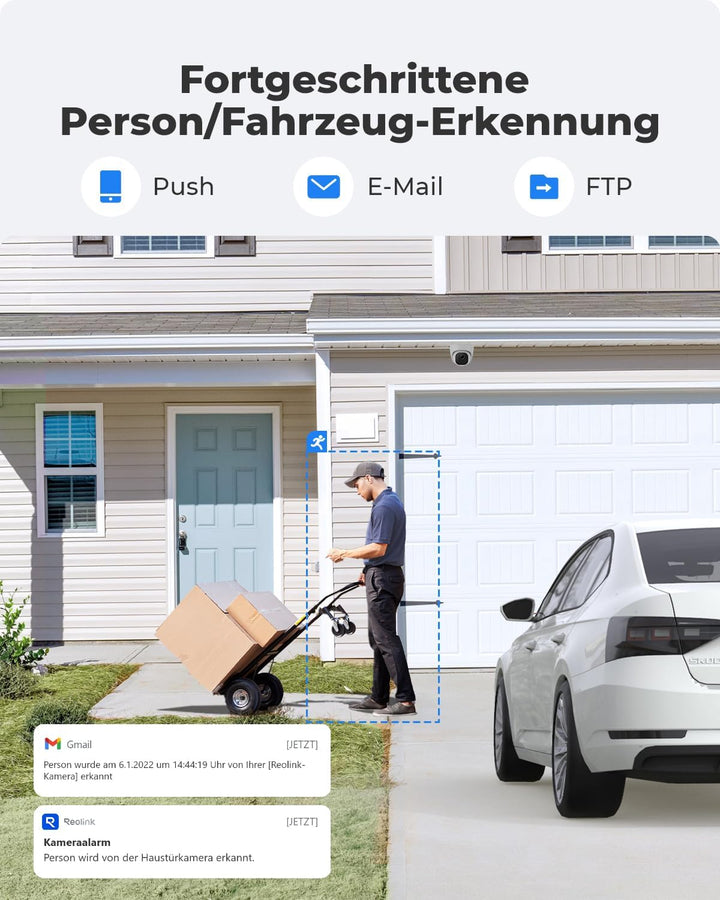 Reolink 5MP PoE IP Kamera Outdoor mit Personen-/Autoerkennung, Überwachungskamera Aussen mit Zeitraf