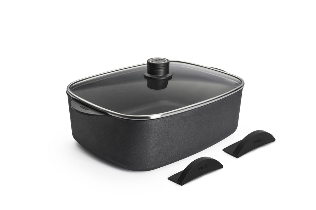 WOLL – Diamond Logic XR Bräter 31 x 26 cm mit 2 Griffen & abnehmbarem Stiel – Induktion Aluguss-Brät
