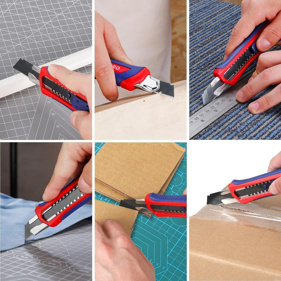 WORKPRO 5 Stück Cuttermesser Set 18mm mit 20 Ersatzklingen aus SK5, Profi Cuttermesser Abbrechklinge