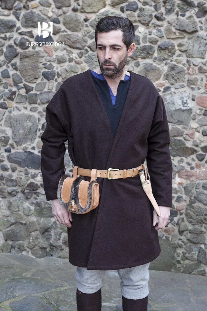 Burgschneider - Klappenrock Loki - Kleidung für Larp, Mittelalter, Cosplay und Fantasy, Braun S