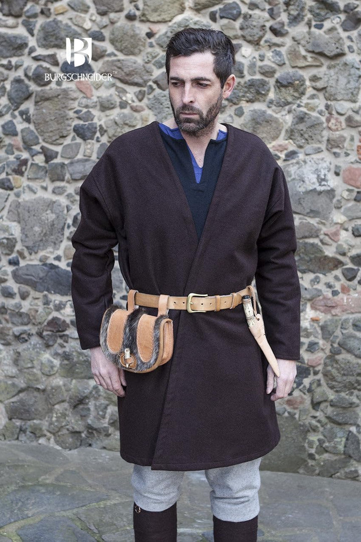 Burgschneider - Klappenrock Loki - Kleidung für Larp, Mittelalter, Cosplay und Fantasy, Braun S