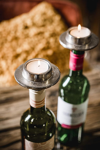 Michael Noll Kerzenhalter Bottle Flasche Weinflasche Aluminium Silber Teelicht - Kerzenständer, Kerz