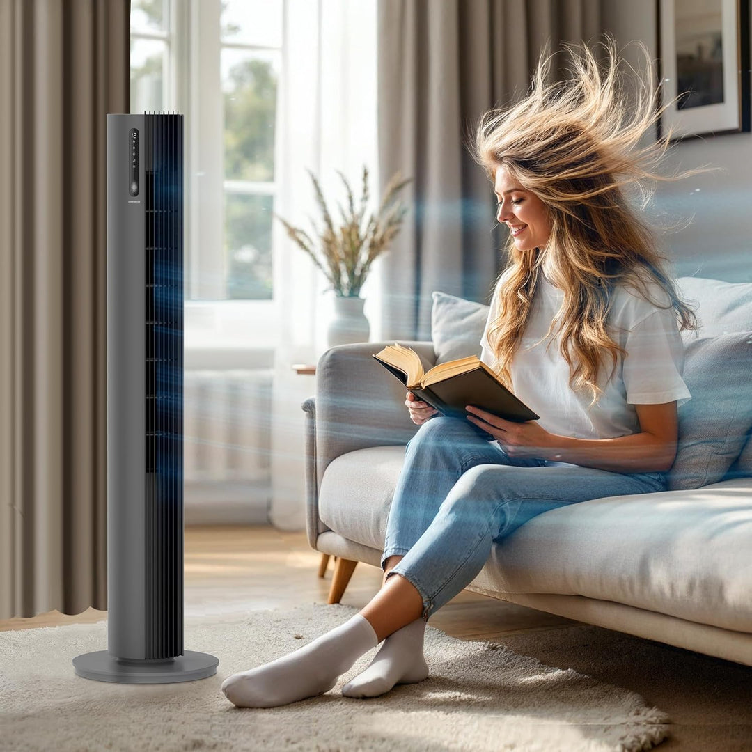 Turmventilator 110 cm PURE Plasma Ionisierung WiFi Tuya Smart Life, Energiesparender 30W DC-Motor, 1