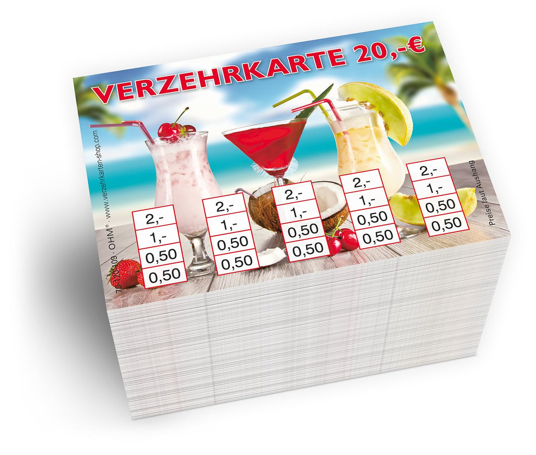 250 Verzehrkarten DIN A7, Gesamtwert 20 Euro, praktische Alternative zu Wertmarken, für Vereine, Gas