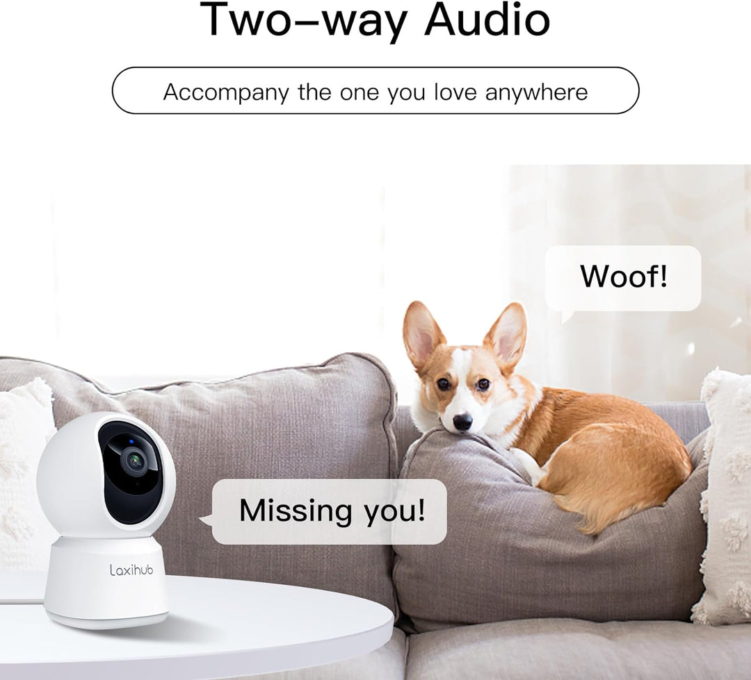 Hundekamera mit App Laxihub Überwachungskamera WLAN Innen Kamera 2,4 GHz Haustier Kamera 1080P HD Na