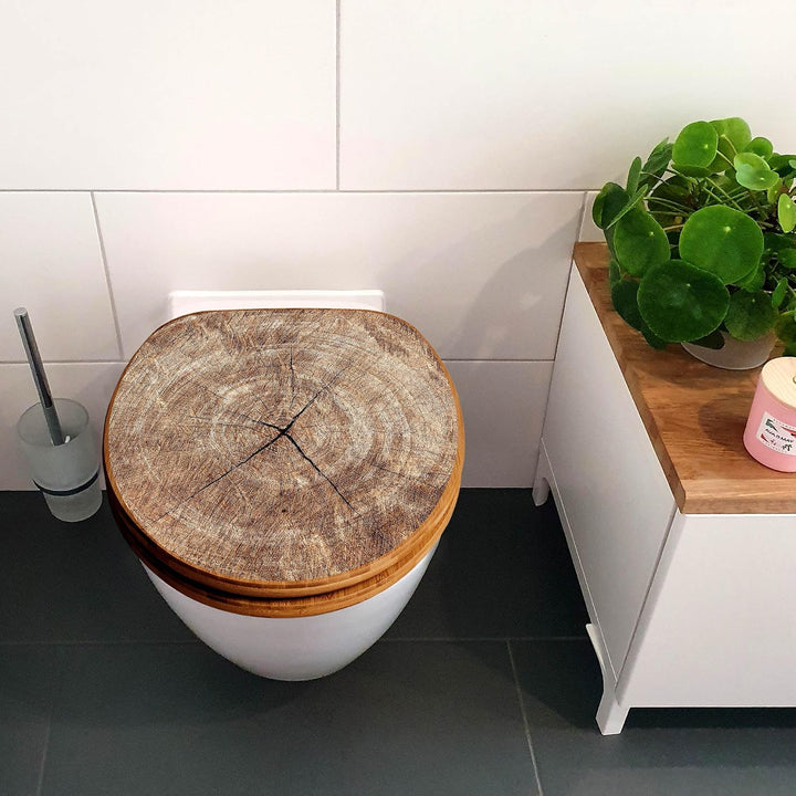 banjado Design WC Sitz Bambus Absenkautomatik 45,8x37,5cm - Toilettendeckel mit Absenkautomatik Holz