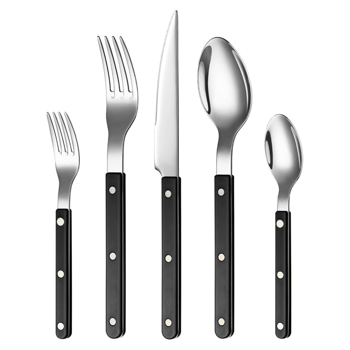 Khen Black Cutlery Sabre Besteck-Set, 6-teilig, 18/8 Edelstahl, modernes Besteck für Zuhause, Küche