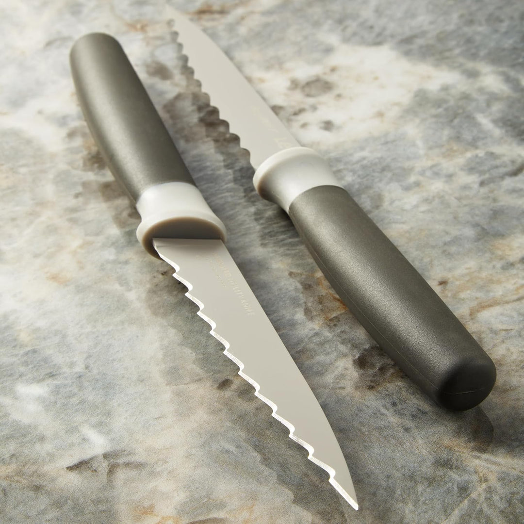 BergHoff Steak Messer 4-teilig (Barbecue-Messer, Fleischmesser, Soft Touch Griff, Besteck-Set, Pizza