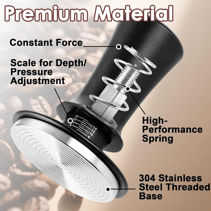 DAJAVE Tamper 58 mm, Edelstahl Kaffeepresse mit Basis