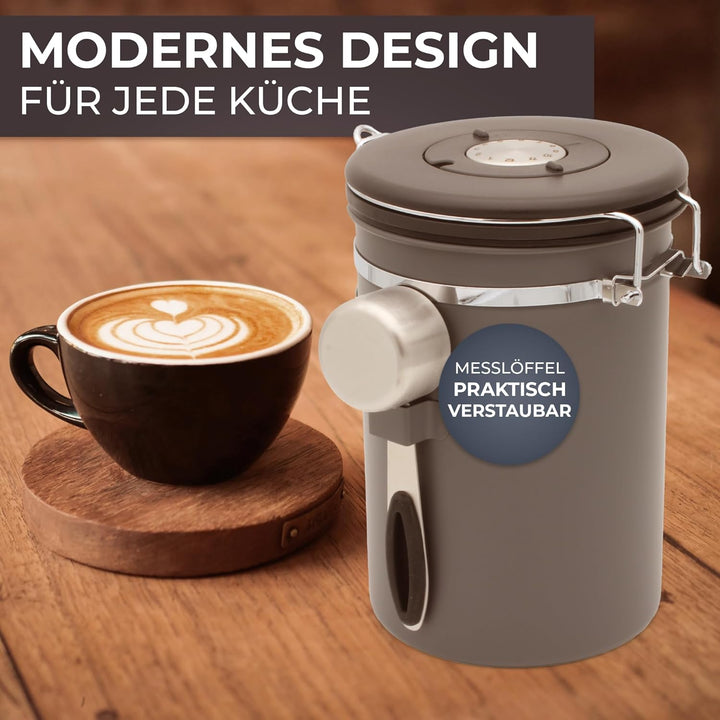 Wegardt Kaffeedose für 650g Bohnen I Behälter für Kaffeebohnen I Aromadose aus Edelstahl I Bohnenbeh