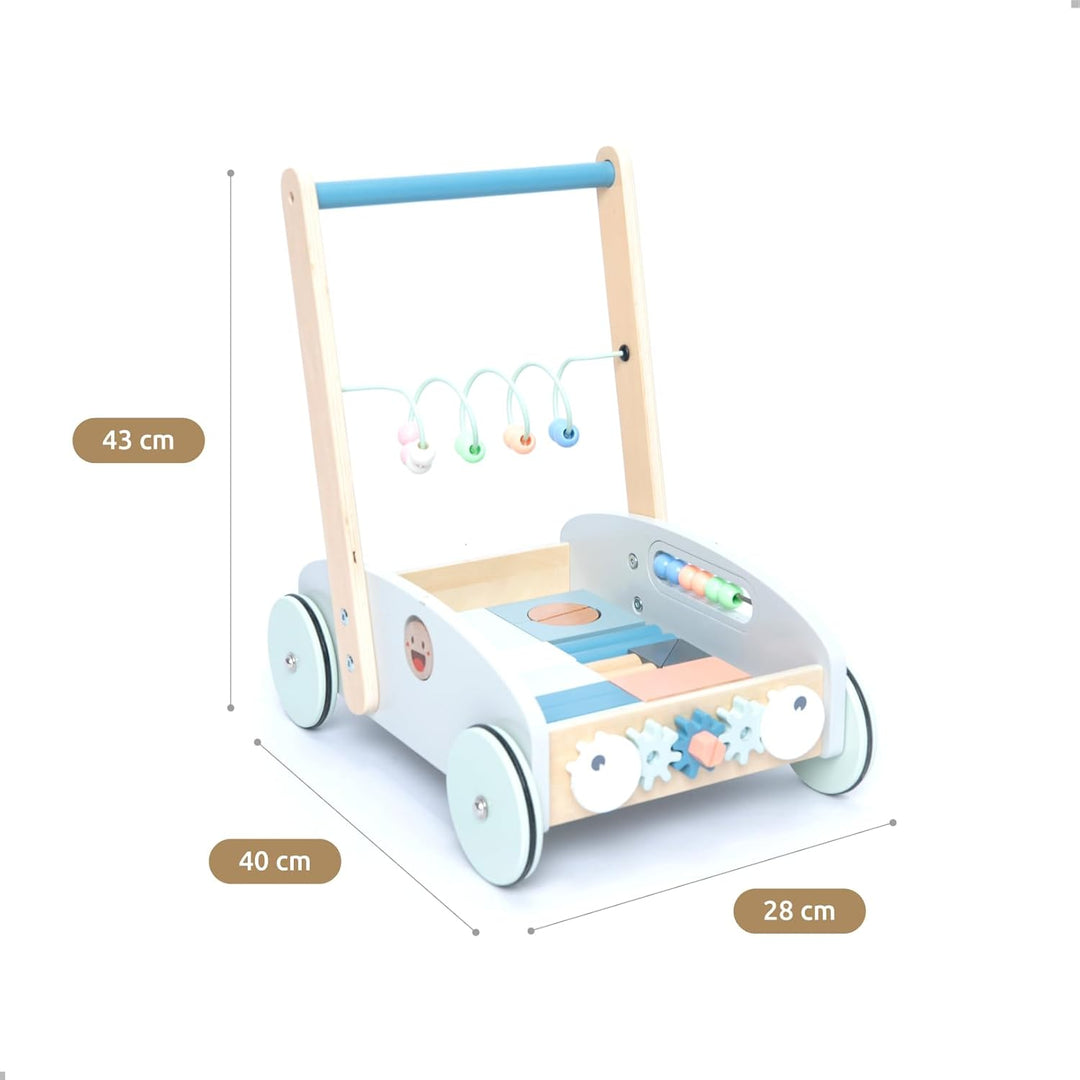 UMU® Holz 5-in-1 Lauflernwagen für Kleinkinder mit gummierten Rädern, Lauflernhilfe/Laufwagen für Ki