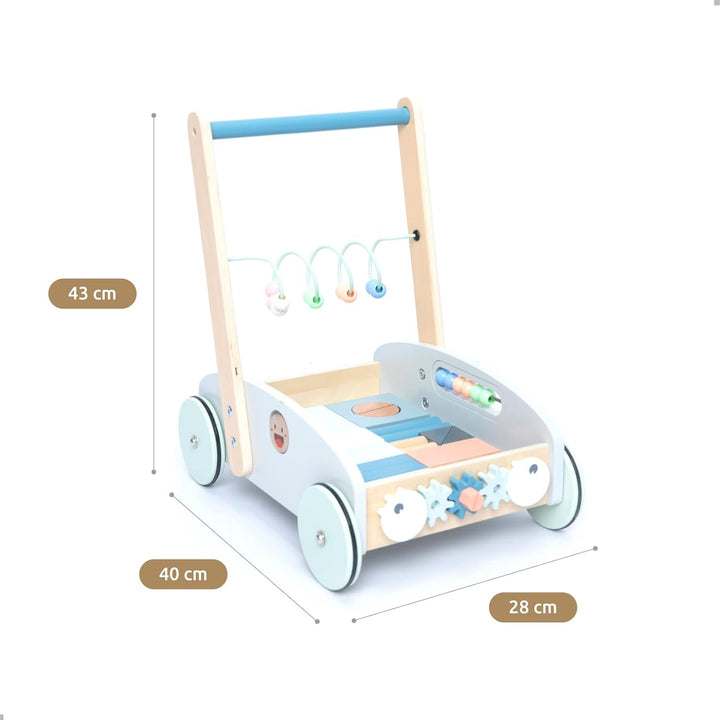 UMU® Holz 5-in-1 Lauflernwagen für Kleinkinder mit gummierten Rädern, Lauflernhilfe/Laufwagen für Ki