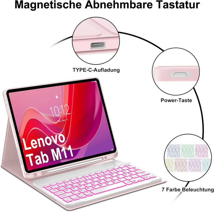 WINCHKING Tastatur Hülle für Lenovo Tab M11 11 Zoll 2024, Tastatur für Lenovo Tab M11 Tablet Magneti
