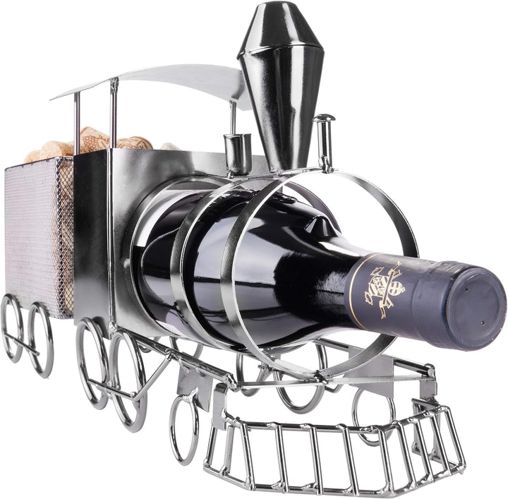 BRUBAKER Weinflaschenhalter Lokomotive - Metall Skulptur Flaschenständer - 42 cm Metallfigur Wein Ge