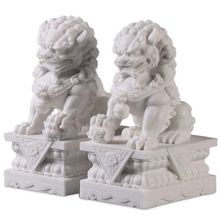FOO Dogs Löwenstatue aus Stein,Feng Shui Schutzlöwe für Haustür, Garten &amp; Aussendekoration, Asiatisc
