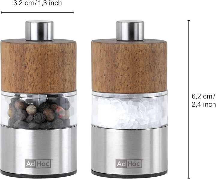AdHoc MP33 2er-Set Pfeffermühle und Salzmühle DAVID mit Keramikmahlwerk (ohne Gewürz)