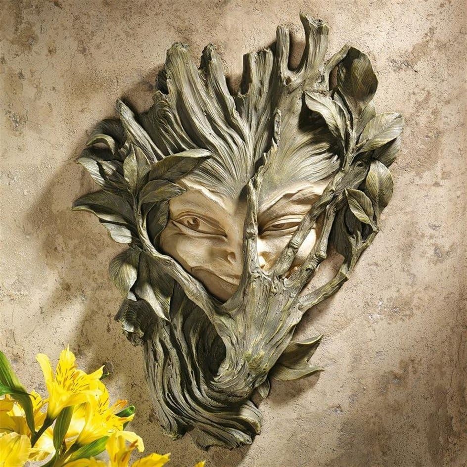 Design Toscano Wandskulptur Holzelfe, Masse: 23 x 12.5 x 33 cm 1.25 kg 1er-Set Braun, 1er-Set Braun