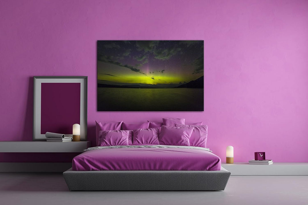deyoli Dark Aurora Borealis Nordlicht im Format: 60x40 als Leinwandbild, Motiv fertig gerahmt auf Ec