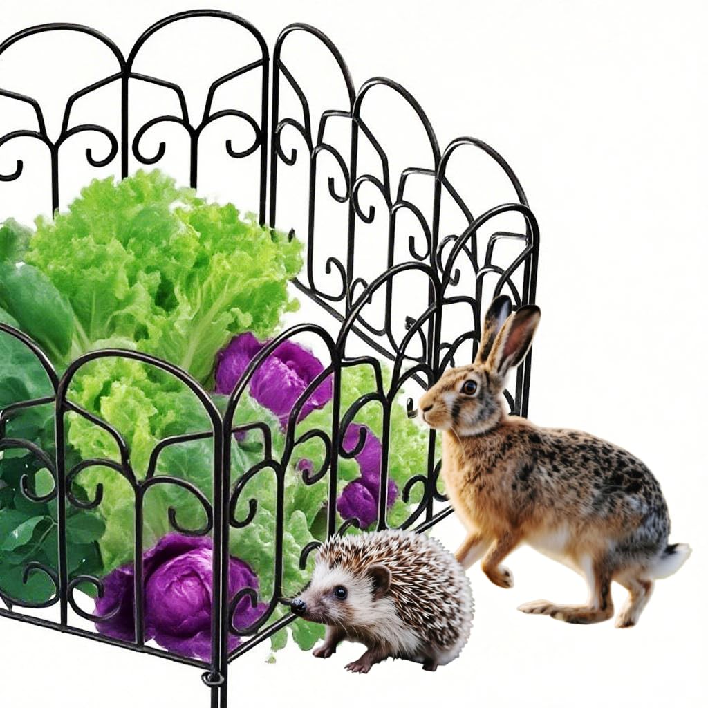 Amagabeli Beetzaun Metall 46x46cm x 5Stück Gartenzaun Metall Teichzaun Set mit Zaunelementen Gartenz