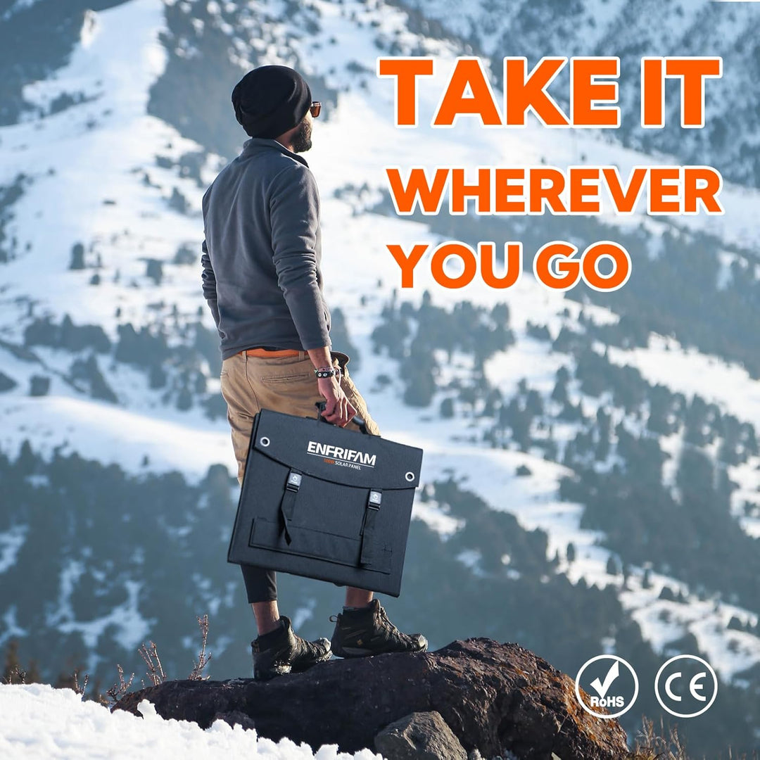 ENFRIFAM 100 Watt tragbares Solarpanel für Power Station, faltbares Solarladegerät mit USB DC Ausgan