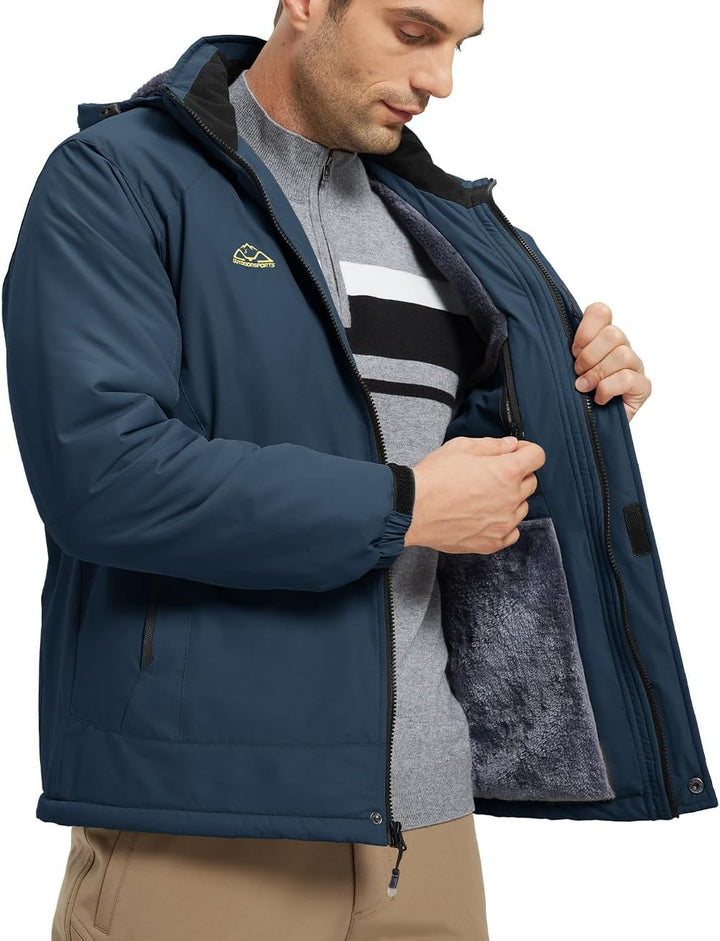 YSENTO Herren Winterjacke wasserdichte Warme Fleece Gefüttert Outdoor Softshelljacke Atmungsaktiv Sk