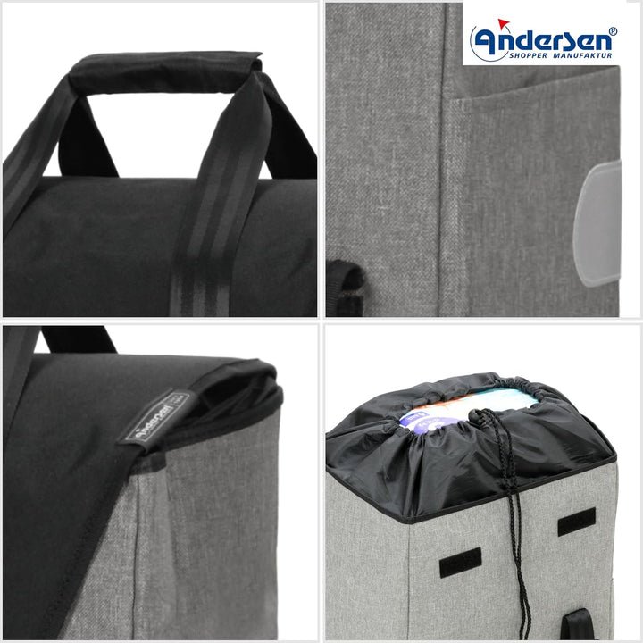 ANDERSEN Einkaufstrolley - Quattro Shopper Senta 2.0 grau 49 L Einkaufswagen, stilvoll, wasserabweis