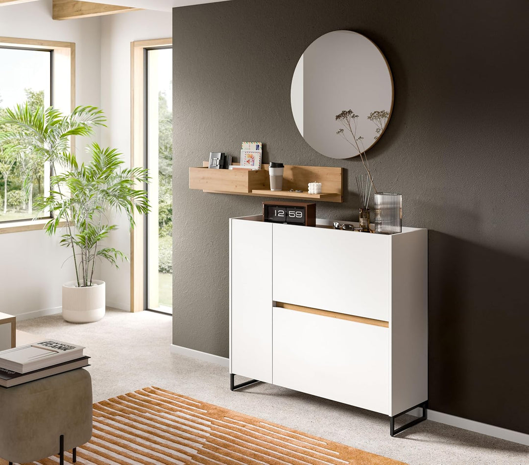 xonox.home – Spiegel Drive 70x70x6 cm in Artisan Oak Nachbildung – Moderner Garderobenspiegel mit Ho