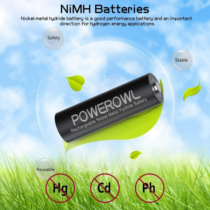 Powerowl Akku AA 2800mAh + Akku AAA 1000mah 16 Stück Hohe Kapazität 1.2v NI-Mh AA AAA Wiederaufladba