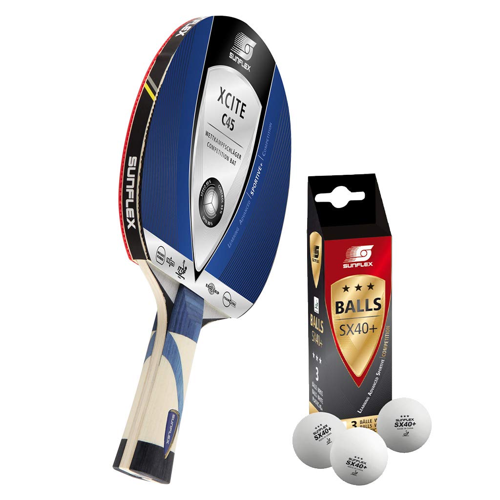 Sunflex® XCITE C45 Tischtennisschläger | Tischtennis Racket TT Bat Mehrfarbier Profischläger | ITTF