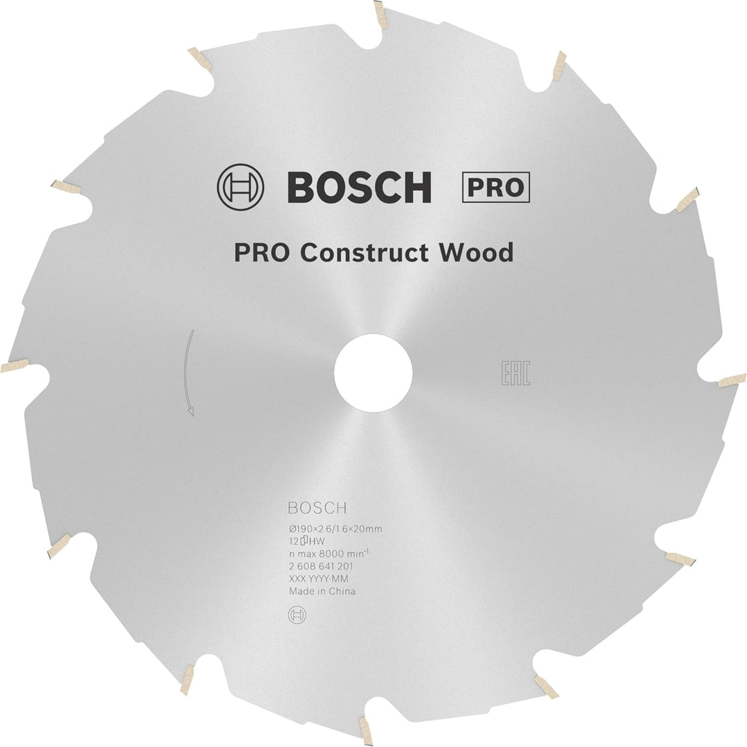 Bosch 1x PRO Construction Wood Kreissägeblatt für Netz-Handkreissägen (für Bauholz mit Mörtel und Nä
