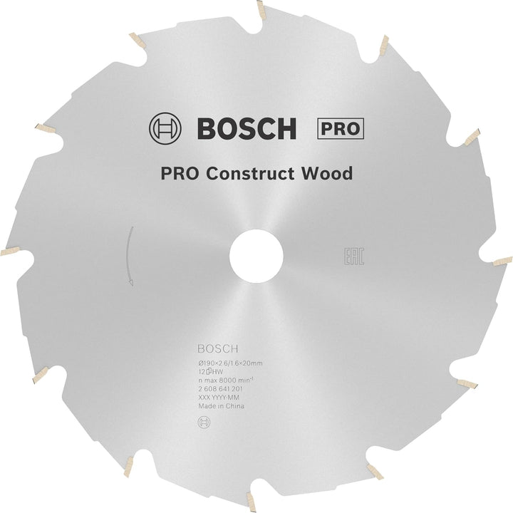 Bosch 1x PRO Construction Wood Kreissägeblatt für Netz-Handkreissägen (für Bauholz mit Mörtel und Nä