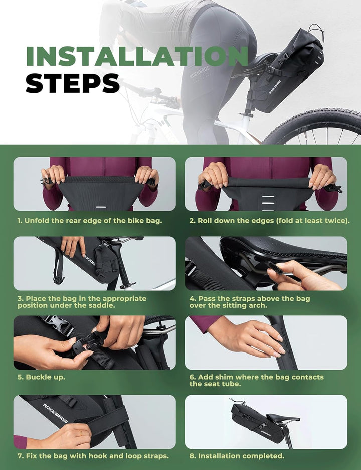 ROCKBROS Satteltasche Bikepacking 3-5L Fahrradtasche 100% Wasserdicht Tasche für Outdoor Radsport Mo