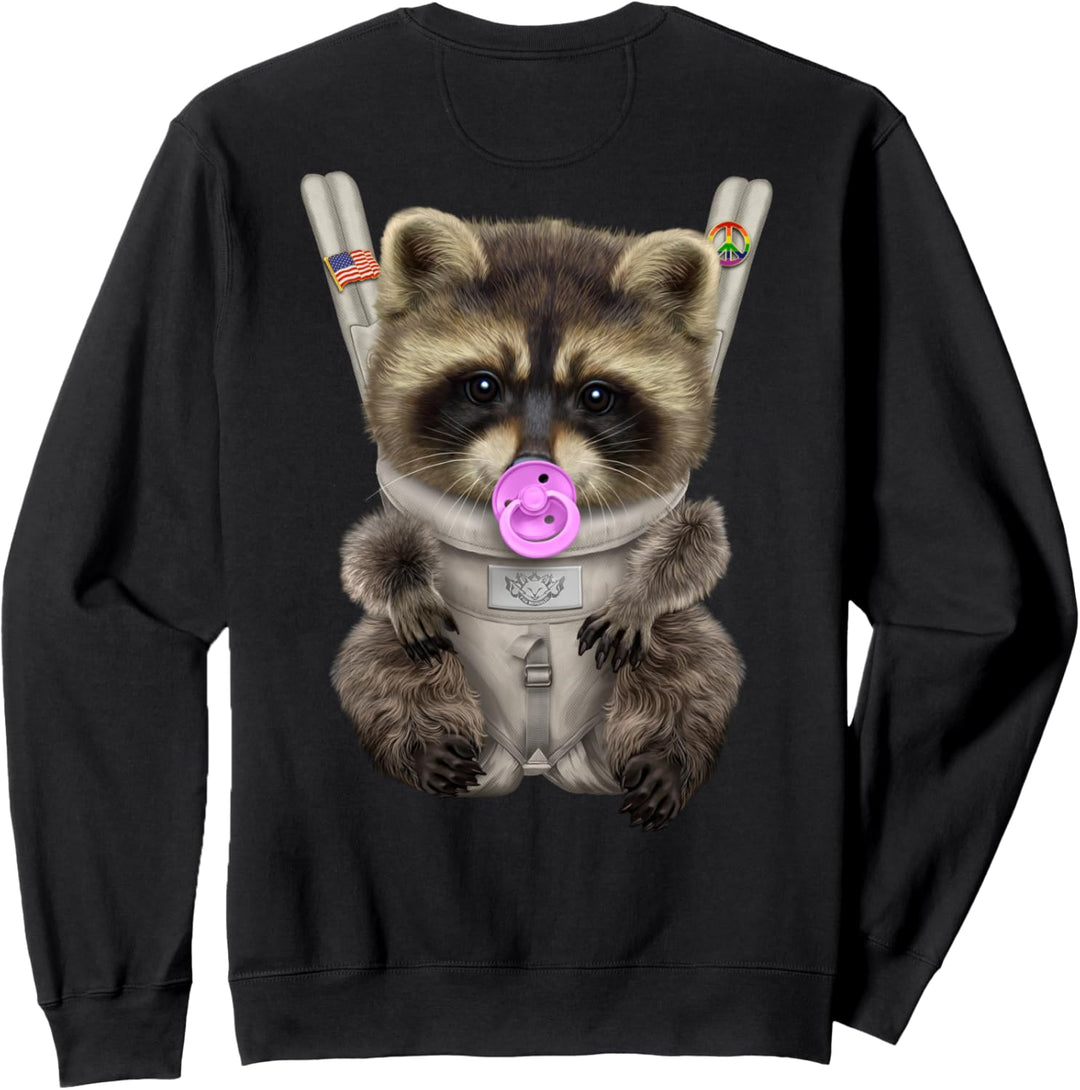Waschbär mit einem Schnuller in der Babytrage Sweatshirt