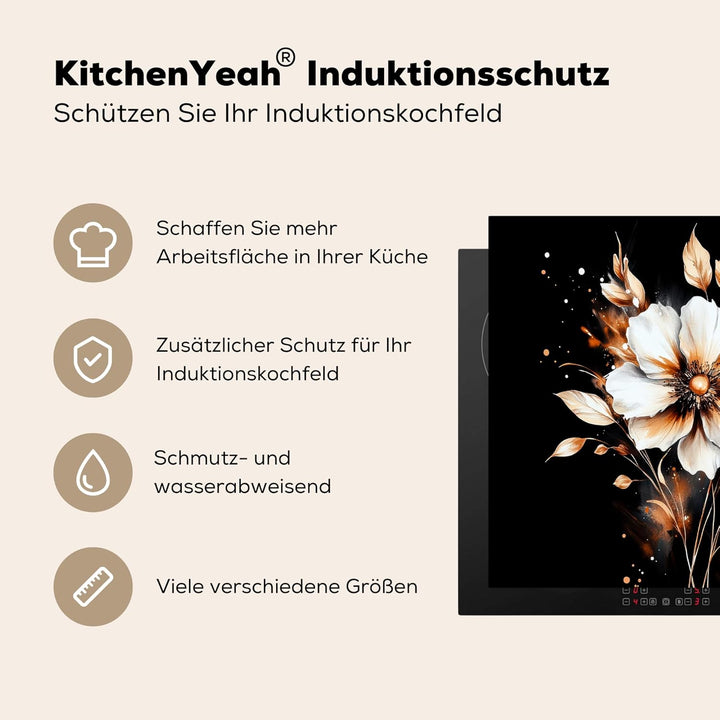 KitchenYeah© Herdabdeckplatte 59x51 cm Einteilig Ceranfeld Abdeckplatte für Induktionsschutz Ceranfe