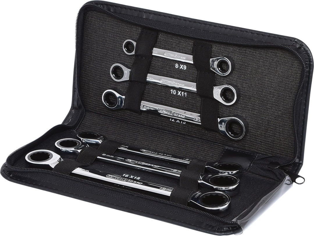 KS Tools 503.4557 GEARplus Doppel-Ratschenringschlüssel-Satz, 6-tlg. Lederetui