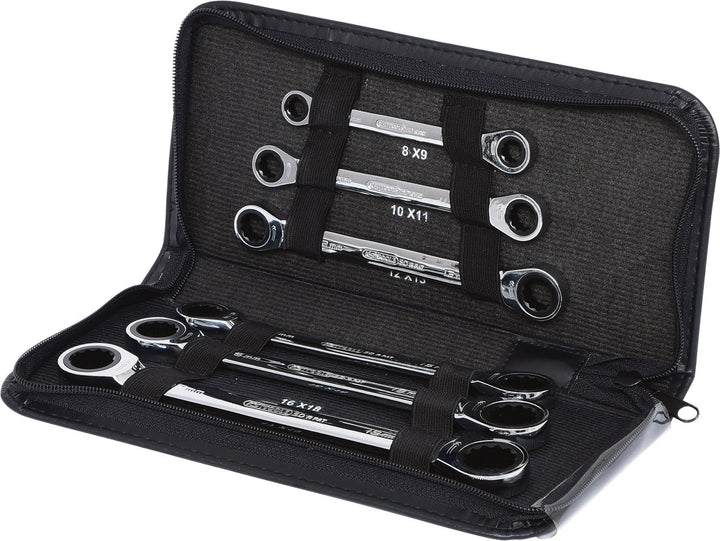 KS Tools 503.4557 GEARplus Doppel-Ratschenringschlüssel-Satz, 6-tlg. Lederetui