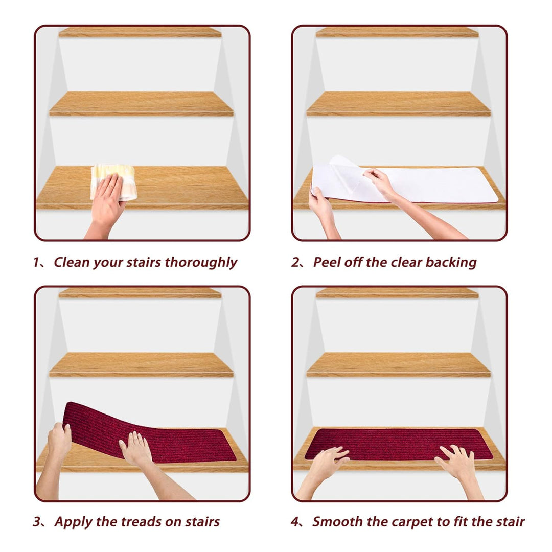 MBIGM 15er Set Stufenmatten 20 cm X 65 cm Treppenteppich Selbstklebend Sicherheit Stufenteppich für