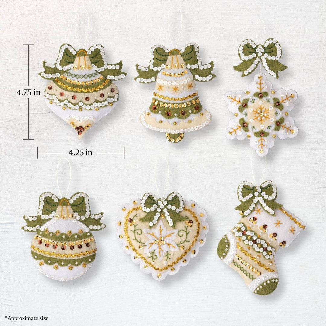 Bucilla Holiday Glitzer-Set mit 6 Filzapplikationen, ideal für DIY-Kunst und Handwerk, 89637E