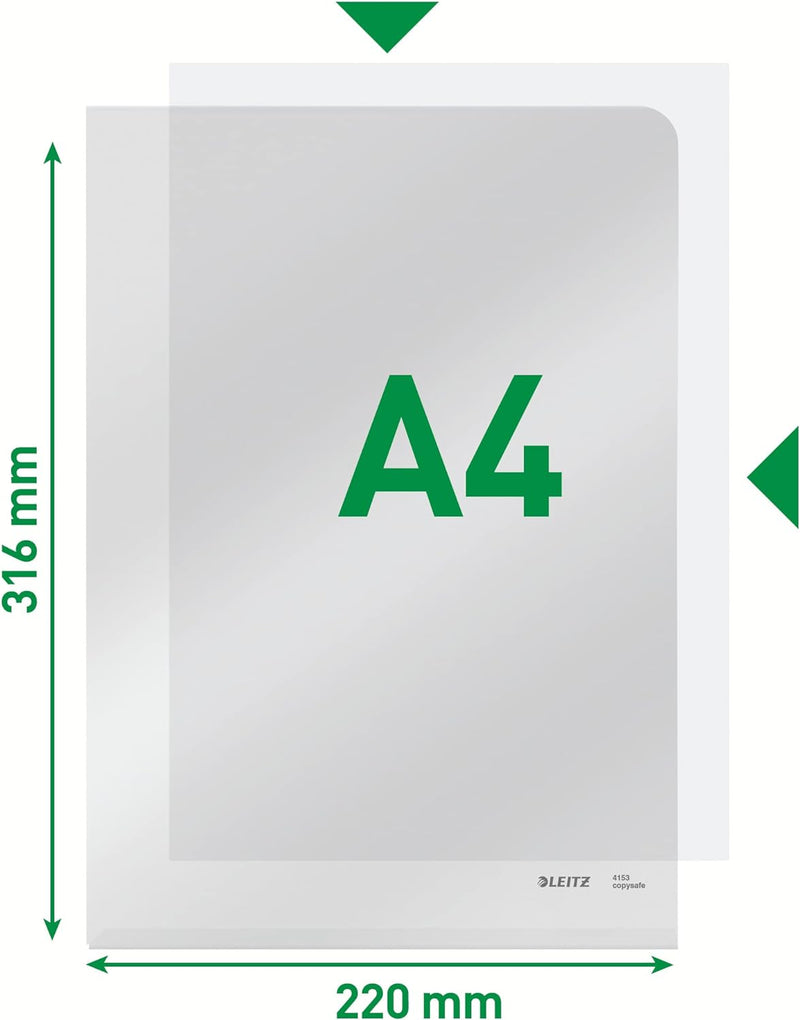 Leitz Sichthüllen Spitzenqualität 4153/4153-00-03 farblos, 100 Stück farblos Single, farblos Single