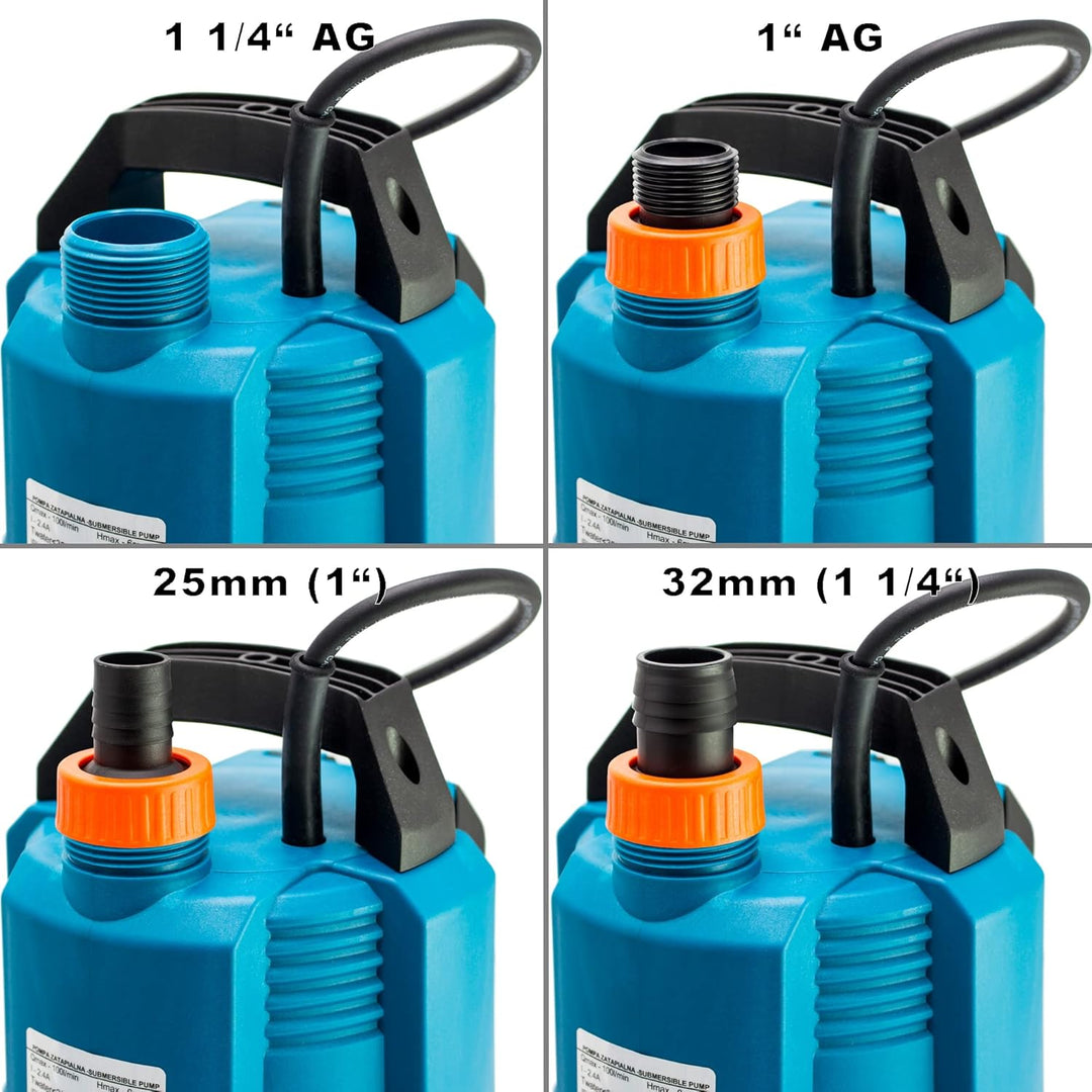 Tauchpumpe 550 Watt 6000l/h Flachsaugend Flachsaugpumpe Poolpumpe Gartenpumpe Wasserpumpe Klarwasser