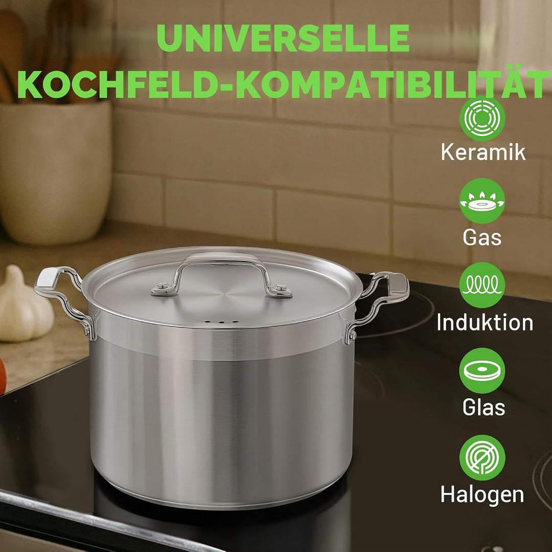 NutriChef 8 Liter Edelstahl-Topf - 18/8 Lebensmittelqualität Schwerer Grosser Suppentopf für Eintöpf