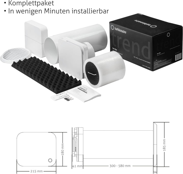 Turbionaire Trend HRV 150 WMI Dezentrale Wohnraumlüftung mit Wärmerückgewinnung, Thermischer und Sch