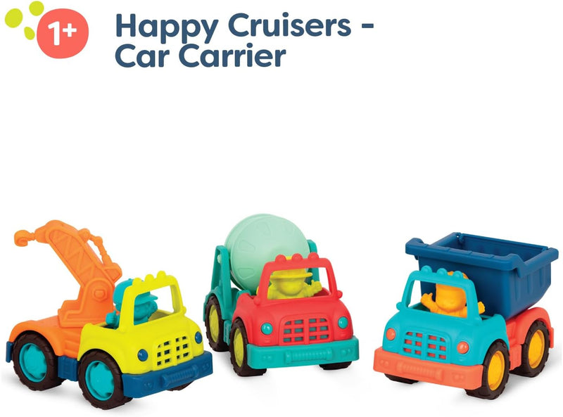 B. Toys BX2025Z B.Toys Happy Cruisers-Baufahrzeuge 3er Set mit Kipplaster, Betonmischer, Kranwagen,