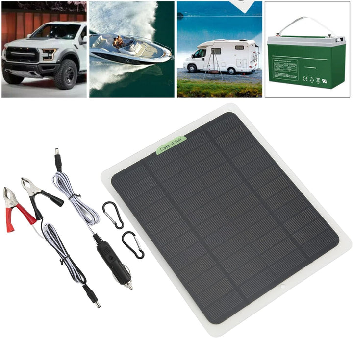 Solar-Ladegerät, 12 V Tragbares Solarpanel-Ladegerät-Kit 20 W Monokristalliner Dual-USB-Ausgang Batt