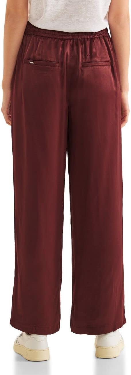 Street One Damen Loose Fit Satinhose 38W / 32L Dark Foxy Red, 38W / 32L Dark Foxy Red