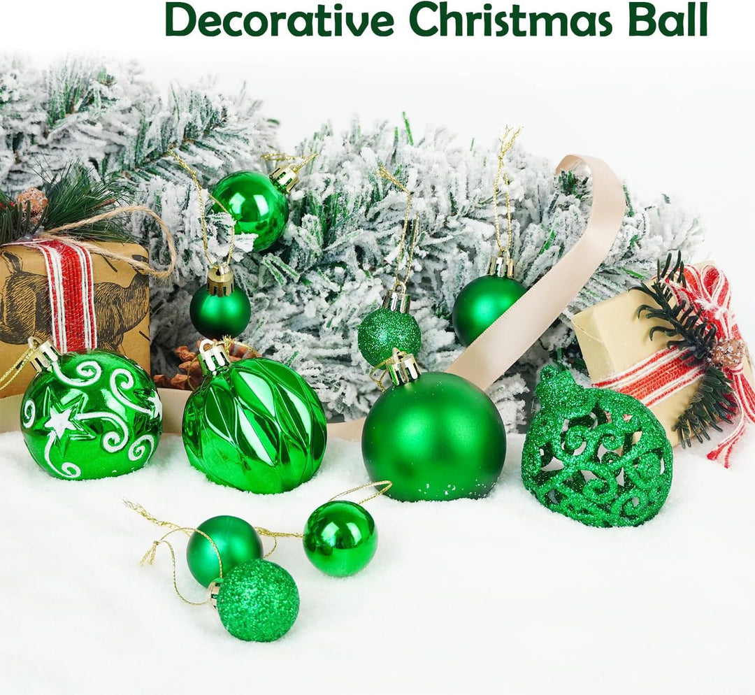 Ywlake Weihnachtskugel Ornamente Set für Weihnachtsbaum, 100-pcs Weihnachtsbaum Dekorationen Set Bru