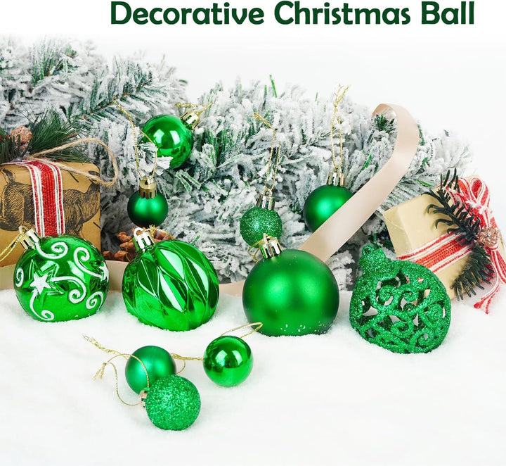 Ywlake Weihnachtskugel Ornamente Set für Weihnachtsbaum, 100-pcs Weihnachtsbaum Dekorationen Set Bru